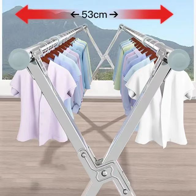 Wholesale Stable X-shaped clothes hanger Movable clothes hanger rack  outdoor clothes laundry drying racks with shoe rack Factory supply  Adjustable X-shape Stainless Steel drying Rack Folding Clothes Drying Rack  Manufacturer and Supplier
